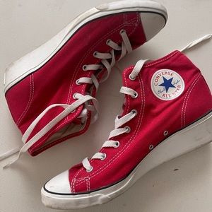 Red Converse wedge healed shoe